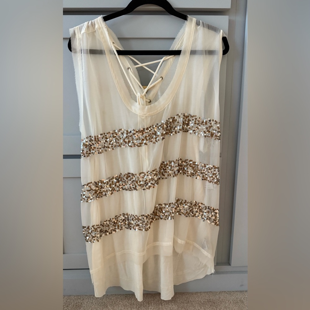 Jessica Simpson Cream and Gold Tank Top
